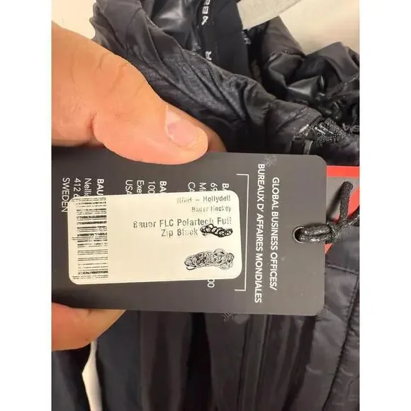 NWT Bauer Hockey FLC Polartech Full Zip Hooded Jacket Black (MULTIPLE SIZES) - Picture 3 of 4